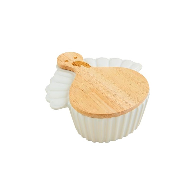 Mud Pie Turkey Covered Tidbit, 6" x 5 3/4", WHITE