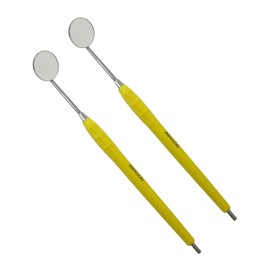 OSUNG Dental Mirror, Softgrip Handle, Cone Socket, Yellow Handle w/mirror 2MHC3 Pack of 2