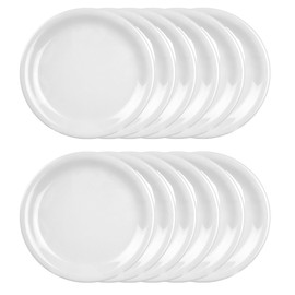 TrueCraftware- 6-1/2" Round Dinner Plates Narrow Rim White Color Melamine Set of 12- Lightweight Round Plates Reusable Kitchen Plates Dinnerware Appetizer Dinner Plate Dishwasher Safe