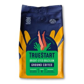 TrueStart Ground Coffee 200g, Bright-Eyed Brazilian - Ground Coffee for Cafetiere V60 Aeropress, Freshly Hand Roasted Speciality Grade, Medium Roast
