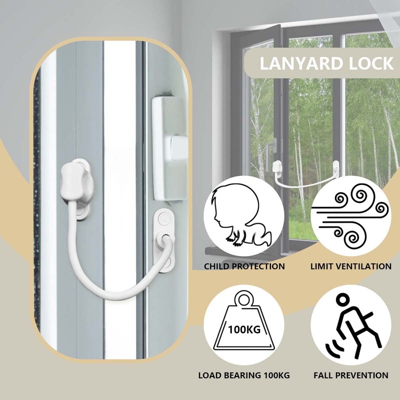 Bwintech 5 Pack White Keyless Window Restrictor, UPVC Window Security