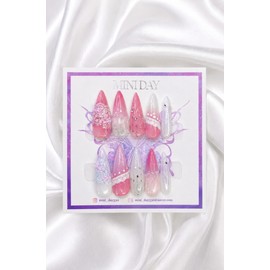 Pink Veil Handmade Nail Tips - Ballerina / 핑크 베일 수제 네일팁 - 발레리나