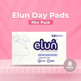 Elun Sanitary Pads | Anti-Bacterial Nano Ribbon | 8 Day Mini Pack | Comfort Pads for Sensitive Skin | Rash Free & Gentle Protection | 280mm Thin Pads