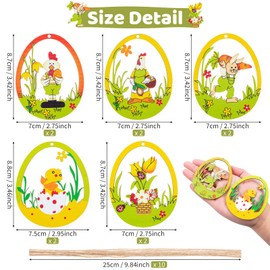 MELLIEX Pack of 10 Wooden Easter Pendants, Hollowed Easter Eggs for Hanging, Painted Wood, Easter Decoration for Spring Decoration