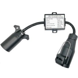 CARROFIX American RV Style 7-Way Connector to European 13-Pin Plug - US Vehicle 7-Way Blade to EU 13-Pin Round Trailer Light Converter