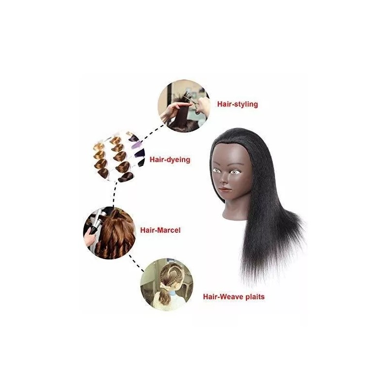 Maniqui Cabeza Cabello Natural Negro 40 Cm