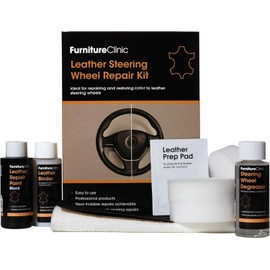 Furniture Clinic Leather Steering Wheel Repair Kit | Kit to Repair Tears, Scuffs, & Scratches on Leather Steering Wheels
