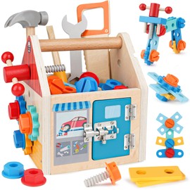 Kids Tool Set Wooden Toys Toddler Toys Kids Tool Bench Toys for 2 Year Old Boy Girls Montessori Toys for 2 3 4 5 Year Olds