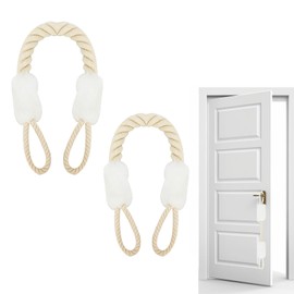 LANZLC Door Cord Clamp Protection Set of 2 Door Rope Latch Door Stopper Ropes Clamping Protection for Doors Door Cord White Door Cords Door Handle Protection 60 cm for Protection of Fingers and Pets,