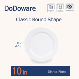 DoDoware 6pcs Melamine Salad Plates Set, 10in White Dinner Plate Set, Chip Resistant lightweight Round Plates, Winter Frost White Dessert Dishes, Unbreakable Serving Plate