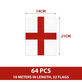 64 Pieces World Cup Football Flags Including 32 Countries/Regions, 10M Rectangular International Colorful Flags, Suitable for Football Party and Street Party Decorations. (5.5*8.27 inch)