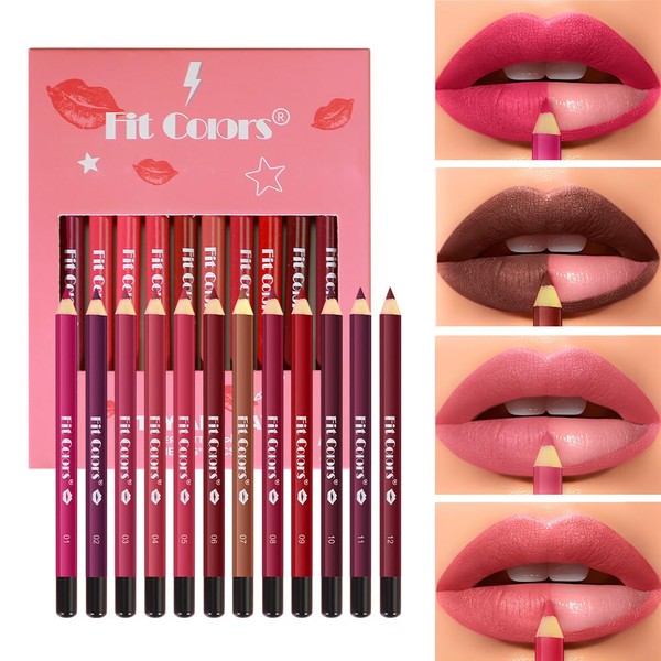 12 Colours Cream Lip Liner Set, Matte Lip Liner Pencil