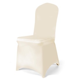 LIUKANGZE 30 PCS Ivory Polyester Spandex Chair Covers - Stretch Slipcovers for Wedding, Party, Dining, Banquet - Flat-Front Chair Covers