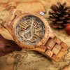 Tiong Fashion Men's Wooden Mechanical Skeleton Watches, No Battery Wooden
