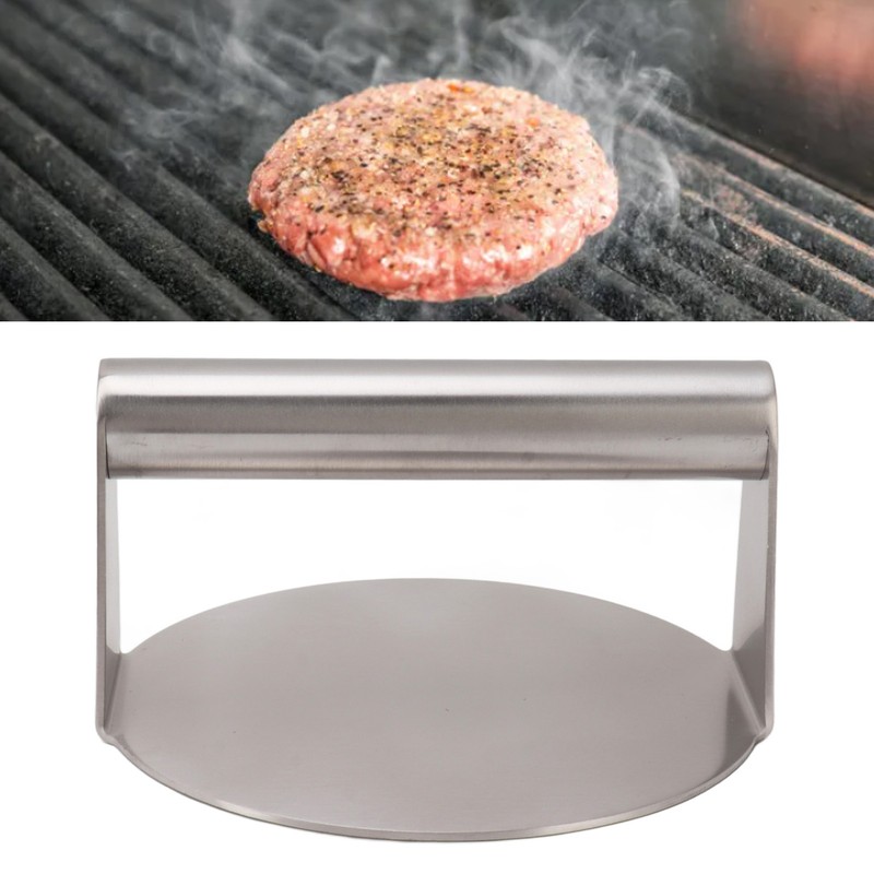 Stainless Steel Burger Press Professional Manual Adjustable Prevents Stick Grill