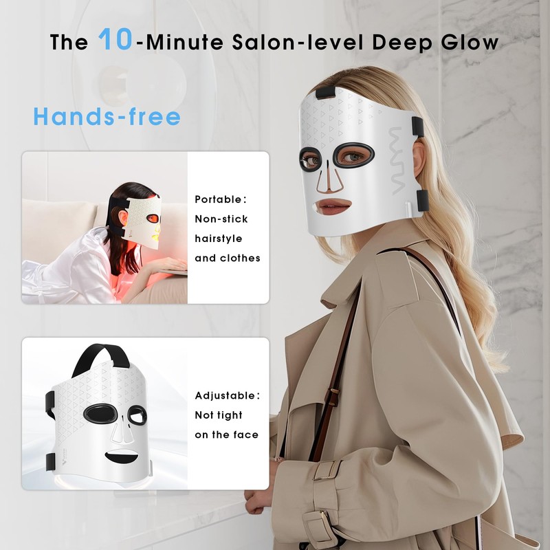 VYM Red Light Therapy Mask: 292 LEDs Professional Infrared Red