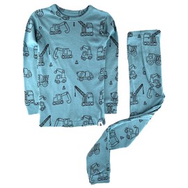 LittLong 12M-5Y - Conjunto de 2 piezas de pijama de 100% algodón para niños y niñas, 12M-5Y, Azul / Patchwork, 4-5T