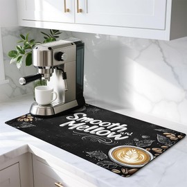 AOHMPT Coffee Mat 17"x32" - Absorbent Non Slip Dish Drying Mat, Kitchen Counter Protector for Coffeemaker, Sink, Dining Decor