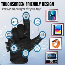 ARSH SPORTS Winter Gloves for Men Women,Windproof Touchscreen Anti-Slip Cold Weather Warm Gloves for Cycling,Driving,Running (Black, XL)