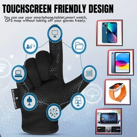 ARSH SPORTS Winter Gloves for Men Women,Windproof Touchscreen Anti-Slip Cold Weather Warm Gloves for Cycling,Driving,Running (Black, XL)