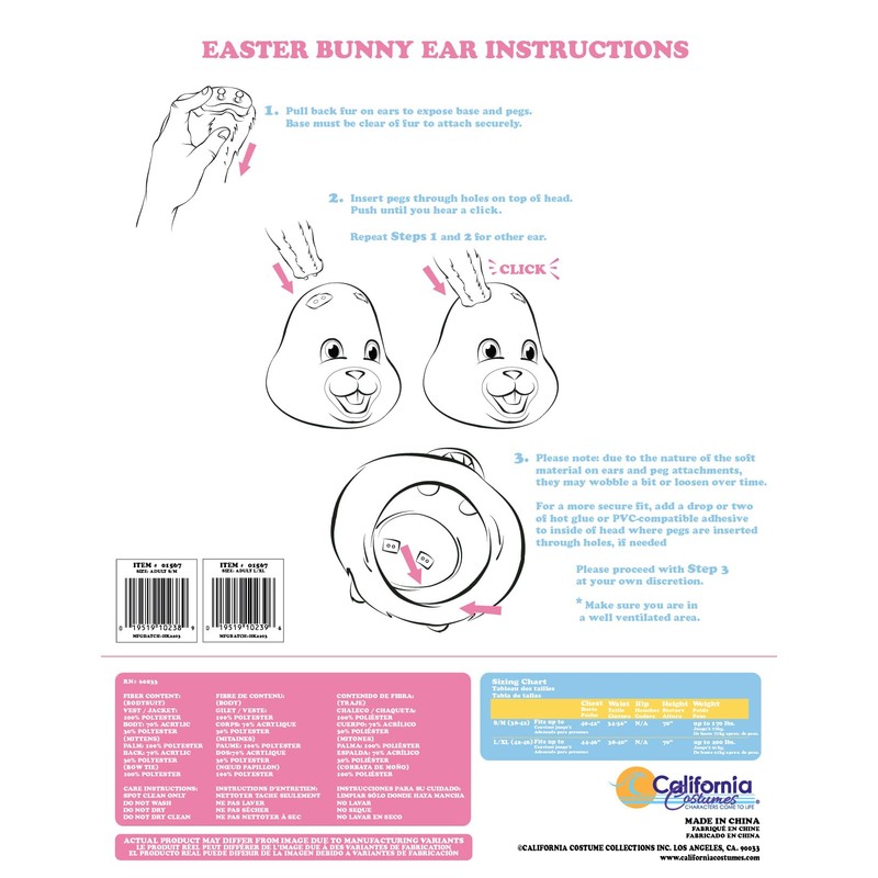 California Costumes Adult Deluxe Easter Bunny Costume - Small/Medium, White/Blue