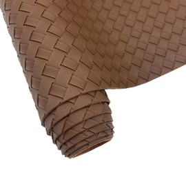 16" x 54" Braided Faux Leather Roll 40x135cm Embossed Basket Weave Texture Synthetic Leather Fabric for Making Leaf Earrings Hair Bow Handbag and DIY Crafts-Dark Brown