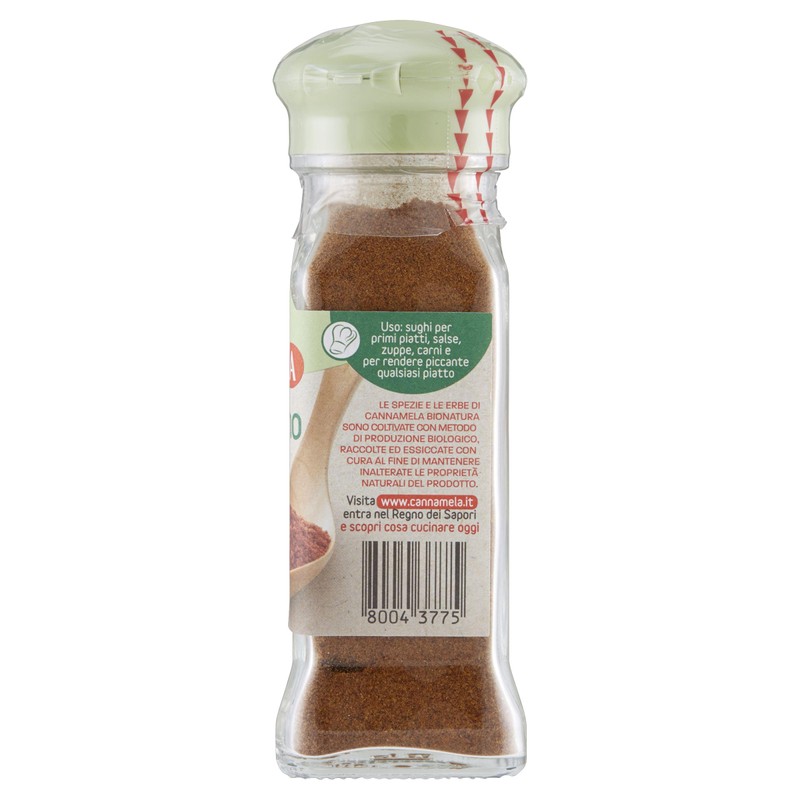 Cannamela - Linea Bionatura, Peperoncino Macinato Bio, Confezione da 50g.