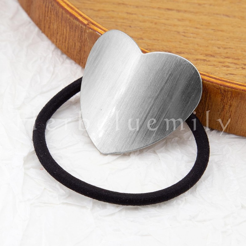 Herbeluemily Hair Rubber Hair Accessories, Antique Gold, Heart, Silver, Flat