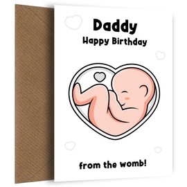 Daddy Happy Birthday Card from the Womb for Father to Be, Dad or Husband | Cute Birthday Card for Dad to be, Husband, Boyfriend, Expectant Father