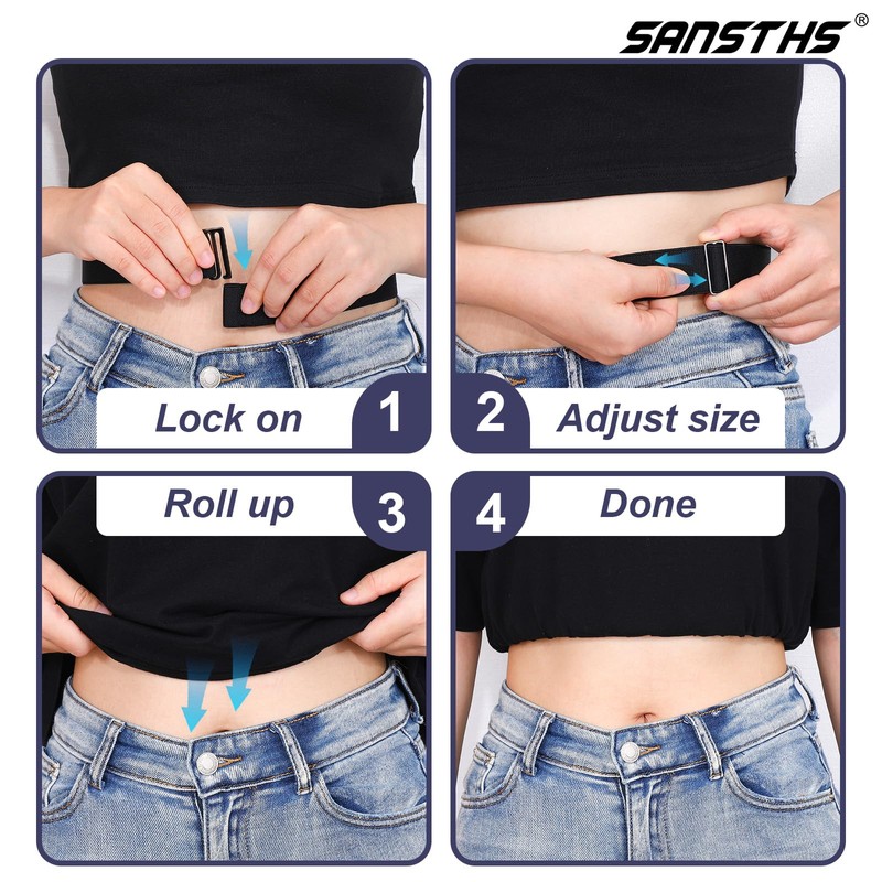 SANSTHS Crop Top Tuck Band for Women Adjustable Tucky Waist