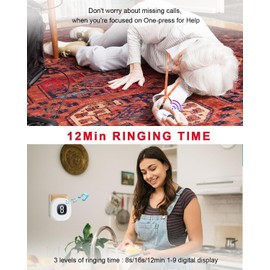 CallToU Caregiver Pager, 12min Ultra-Long Ringtone Alert Button for Seniors Wireless Call Buttons for Elderly Monitoring, Call Bell for Patients/Elderly/Disabled (2 Receiver and 2 Call Buttons)