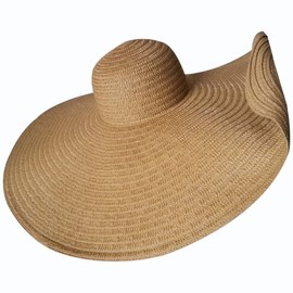 Tinkeep Oversized Beach Straw Hats for Women for Women Extra Large Wide Brim Beach Hat Foldable Roll up Floppy Sun Hat (Khaki)