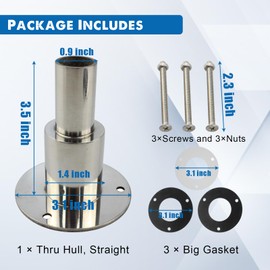 Onseeda Straight 316 Stainless Steel Thru Hull/Exhaust Fitting 24mm Tube Pipe Socket Hardware for Webasto Eberspacher,Hardware of Diesel Parking Heater, for Boat Marine Car Truck