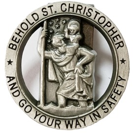 ANOWVI Saint Christopher Medal for Car, Visor Clips for Cars, St Christopher Medal for Car Visor, Gift for Drivers, Car Travel Accessories for Long Trips Families, Friends