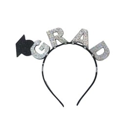 QRH Glittering Graduation Headband Shiny Sparkle Silver Tinsel 2025 GRAD Gradation Hair Decoration Last Day of School Graduation Party Accessories-03
