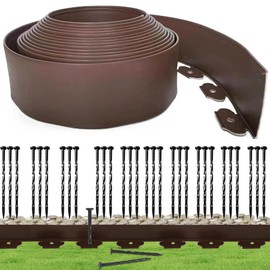 Landscape Edging 33FT,Garden Edging Borders [Extra Tall 4IN High] Flexible Lawn Edging Kit with Total 30pcs Stakes,Plastic Fence Edge DIY for Yard,Tree,Flowerbeds,Landscaping,Grass -Black