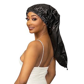 Esha Gorro Ducha Cabello Extra Largo Trenzas Rastas Rizos Resistente Agua Ajuste Perfecto Que Evita Fugas Fácil Abrochar Negro