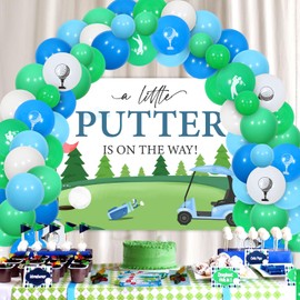 Wonmelody Golf-Babyparty-Dekorationen, ein Streu Putter ist unterwegs, Babyparty-Dekorationen, Golf-Motto-Ballonbogen mit Streu, Putter, Banner, Putter, Geschlechtsoffenbarung, Babyparty für Jungen