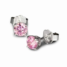 SilberDream Zirconia Stud Earring Pink 4 mm 925 Sterling Silver from, Ladies Earrings SDO714A