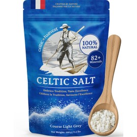 Celtic Harvest Celtic Salt - 500g | 100% Unrefined Celtic Sea Salt | Abundant in 82+ Essential Minerals & Nutrients | Hand-Harvested Light Grey Salt Crystals from France
