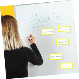 DOITOOL 2sets Magnetic Dry Erase Name Tags Reusable Writable Labels for Whiteboard Office and Classroom Yellow Easy to Clean Multi Purpose Magnets for Craft and Organization 10pcs*2