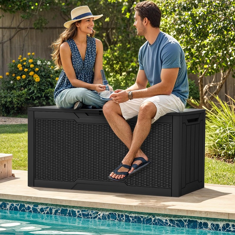 YITAHOME 80 Gallon Outdoor Storage Box, Large Water Resistant Resin