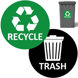 Sukh 3 pcs Recycle Stickers and 3 pcs Trash Stickers for Trash Can Sign Garbage Recycling Sticker Vinyl Perfect for Kitchen Necessity Home Essentials,Home, Work,Commercial Event,Apartment,Hotel