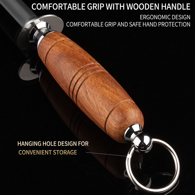 ELephas PLus Kitchen Sharpening Rod 12 Inch Rosewood Handle Honing