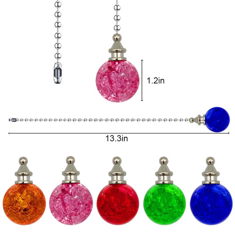 Dotlite 2Pack Glass Ceiling Fan Pull Chain, 12 Inches Decorative