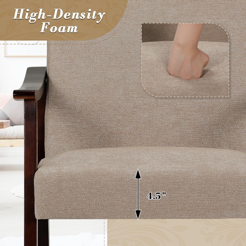 Athena Collection Accent Chairs Set of 2, Linen Fabric Reading