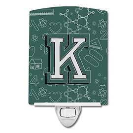 Caroline's Treasures CJ2010-KCNL Letter K Back to School Initial Ceramic Night Light Compact, UL-Certified, Ideal for Bedroom, Bathroom, Nursery, Hallway, Kitchen, 6x4x3, Multicolor