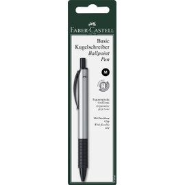 FABER-CASTELL Basic M 143498 Ballpoint Pen Silver Pack of 1 on Blister Card