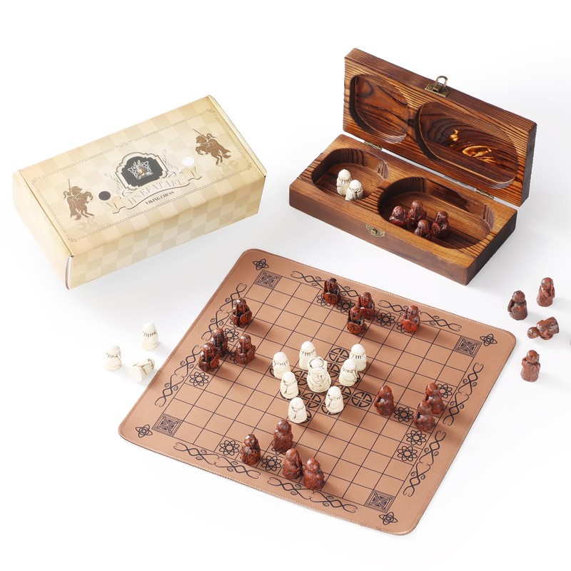 Hnefatafl Viking Chess Set Board Game Traditional Strategy Board Game