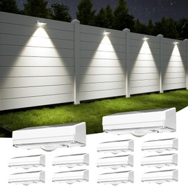APONUO Solar Fence Lights Outdoor Waterproof, Fence Lights Solar Powered, 12 RGB Color Modes & Warm & Cool White, Fence Solar Light Outdoor for Backyard, Patio, Yard, Wall, Deck（White, 12 Pack）